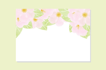 Lovely pink wild roses card with green leaves in digital watercolor painting style