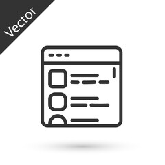 Fototapeta premium Grey line Browser files icon isolated on white background. Vector