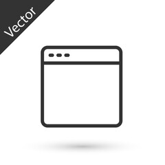 Grey line Browser window icon isolated on white background. Vector