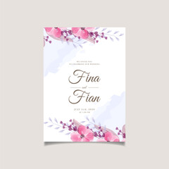 Fototapeta na wymiar save the date watercolor floral Frame wreath with bouquet background abstract