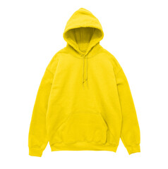 Blank hoodie sweatshirt color yellow front view on white background
