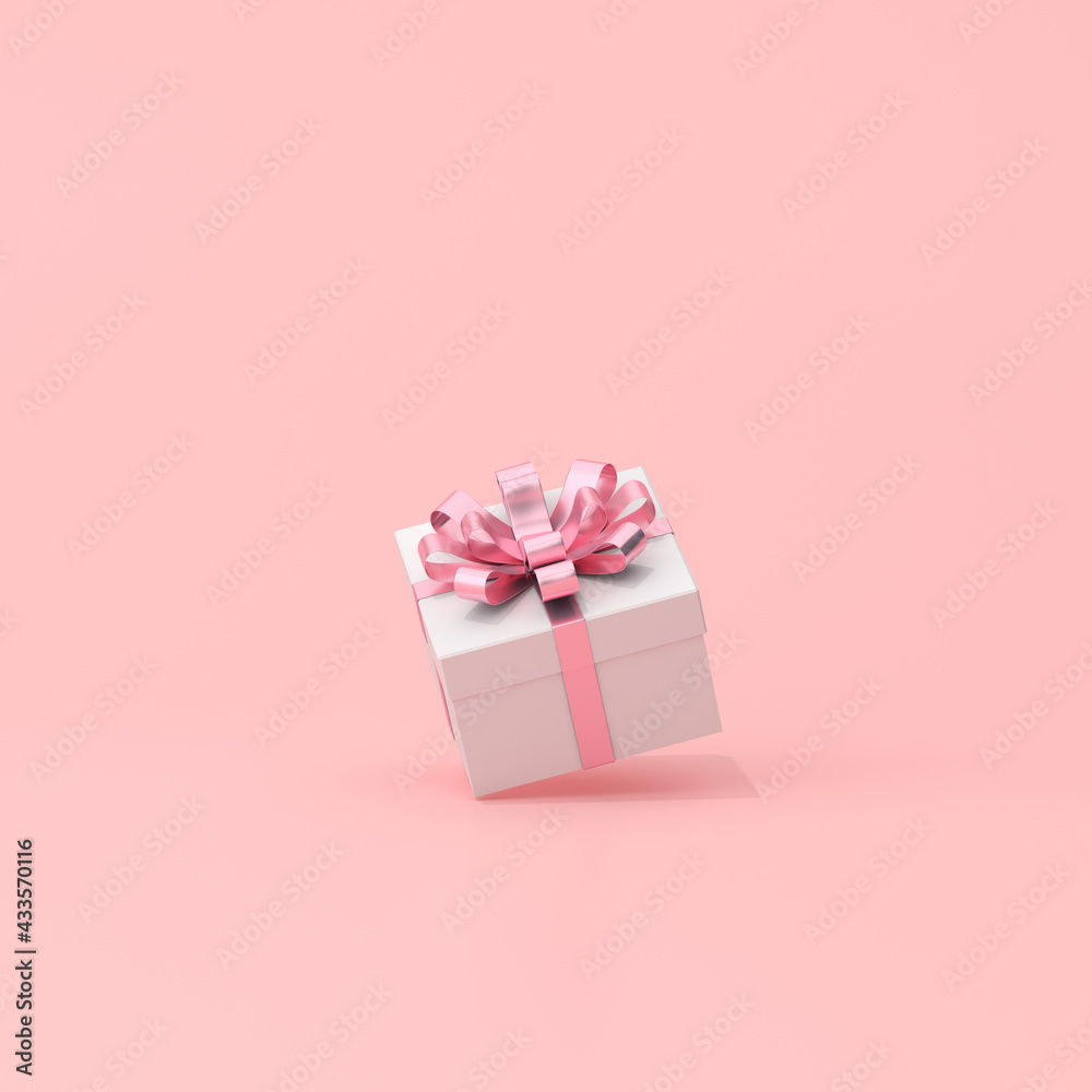 Poster 3d rendering of gift box on pink background.