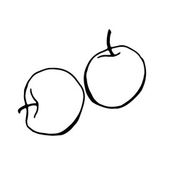 apples, black outline drawn by a pen