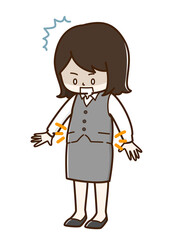 事務服がピチピチになっていることに気付いた女性
