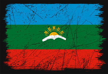Happy national day of Karachay-Cherkessia. Brush flag on shiny black background