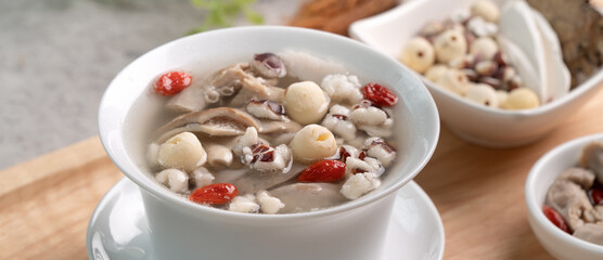 Four Tonics Soup. Delicious traditional Chinese herb flavor food.