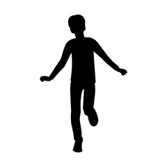 Teen schoolboy silhouette runs forward