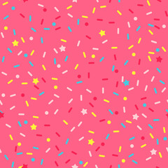 Sprinkle vector seamless pattern. Doughnut and ice cream dessert cute background.