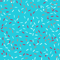 Sprinkle vector seamless pattern. Doughnut and ice cream dessert cute background.