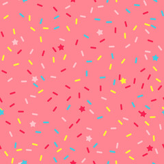 Sprinkle vector seamless pattern. Doughnut and ice cream dessert cute background.