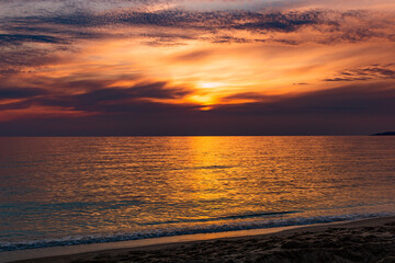 Sunset over ocean. Summer evening.