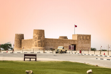 QATAR, AL ZUBARA Aug 2017: Al Zubarah Fort, a historic military fortress in Qatar, Middle East
