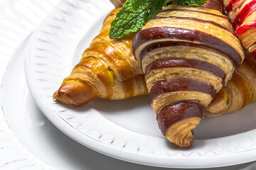 Traditional French homemade freshly baked croissants