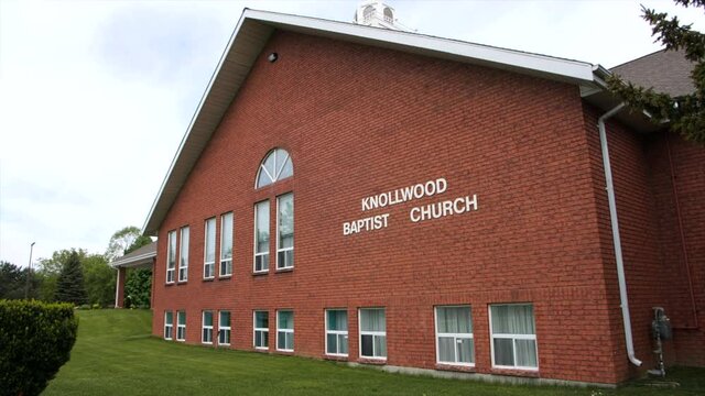 Gimbal shot of traditional baptist church