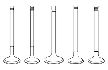 Engine valve icons. Spare parts. Vector thin line