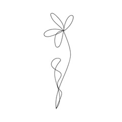 Abstract flower in one line style. Blooming flower icon in trending style.