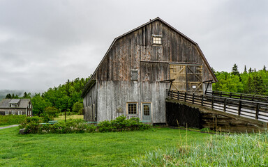 The discovery and visitor center - also called Ferme Rioux - at the Parc National du Bic near RImouski, Quebec (Canada) on a rainy day