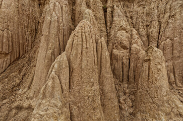 A close up of a rock formation structure monument in Sao Din Na Noi, Nan Thailand