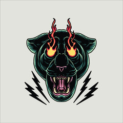 angry panther tattoo vector design