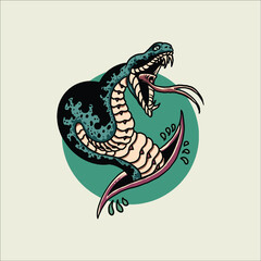 angry snake tattoo vector design