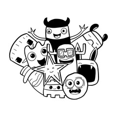 Hand drawing doodle monster. vector illustration