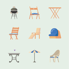 nine garden furniture icons