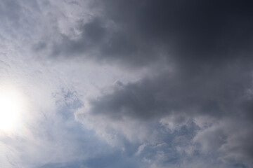 Gray-black clouds are floating over the sky.