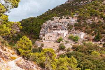 Fototapeta na wymiar Famous Pustinja Blaca hermitage in stone desert. Brac island, Dalmatia, Croatia
