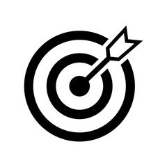 Target vector icon. Target with arrow icon. Mission or business goal logo. Target dart icon vector illustration isolated on white background. Vector for app or ui ux.