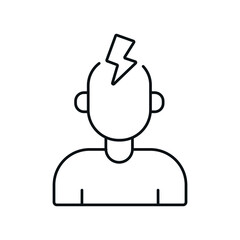 Headache linear icon. Doctor examination. Thin line customizable illustration. Contour symbol. Vector isolated outline drawing. Editable stroke