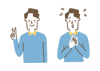 笑顔と困り顔の男性03