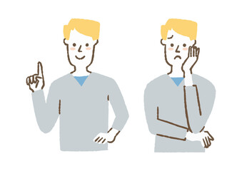 笑顔と困り顔の男性04