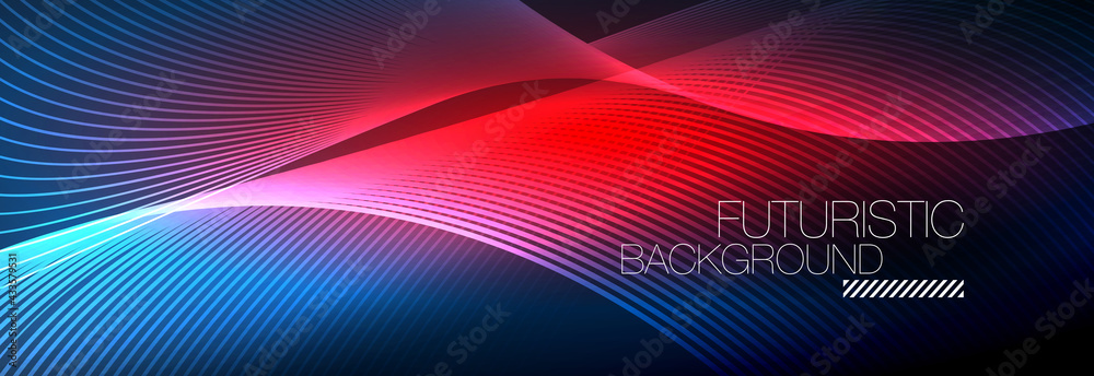 Aufkleber abstract neon glowing light in the dark with waves. shiny magic energy and motion concept, vector ab