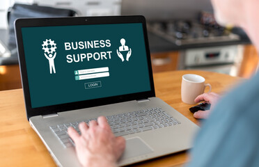 Fototapeta na wymiar Business support concept on a laptop