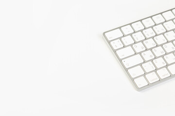 Aluminum computer keyboard wireless connection. Beautiful modern design, isolated on white background.