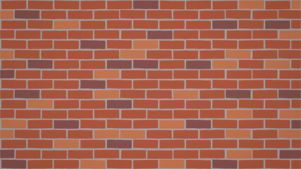 Red bricks style wallpaper. Stylization, minimalism, decorative. Aspect ratio 16 to 9. Vector illustration.