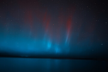 summer landscape aurora borealis, view of the radiance of the sky, abstract night nature © kichigin19