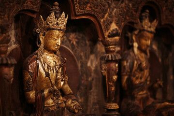 Buddhist statues in the temple tuibet