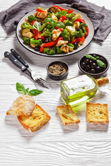 Vegetable and chicken roast, top view, close-up