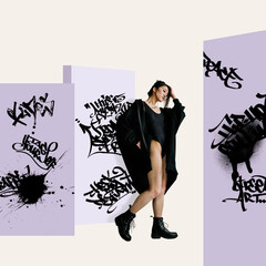 Modern design, contemporary art collage. Inspiration, idea, trendy urban magazine style. Stylish...