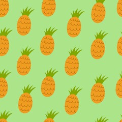 Seamless pattern with cartoon pineapple. colorful vector. hand drawing, flat style. design for fabric, print, textile, wrapper