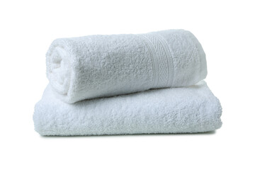 Fototapeta na wymiar Folded clean towels isolated on white background