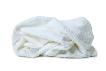 Clean crumpled towel isolated on white background