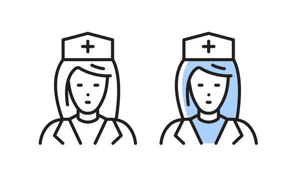 Nurse icon. Simple doctor line symbol. Vector illustration isolated on a white background.