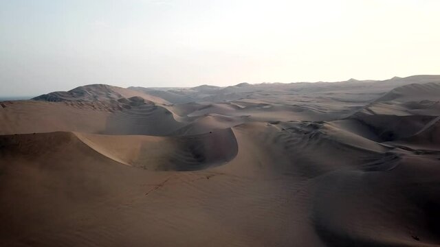 Peru's Sand Dunes Sechura Desert along the Pacific Ocean coast - Aerial