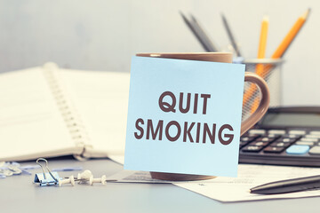 Quit Smoking - concept of text on sticky note