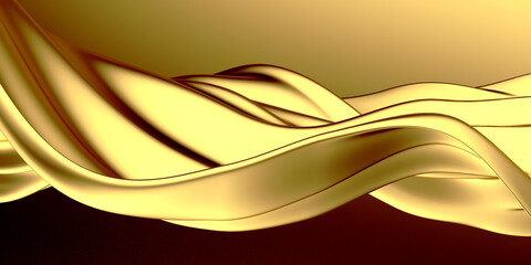 Golden abstract wavy liquid background