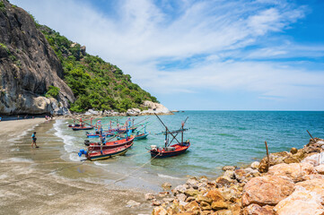 Fototapeta na wymiar huahin/thailand-2020/08/30:Beautiful seascape view at huahin Prachuap Khiri Khan thailand.Hua Hin is a seaside resort on the Gulf of Thailand