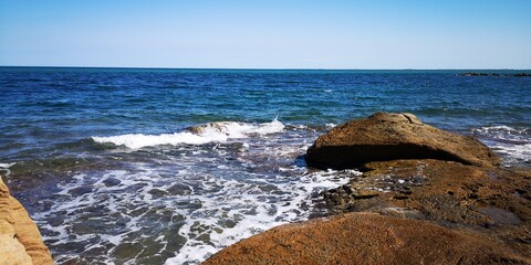 roca, naturaleza, olas, la costa, azul, vista del mar, costa, olas, gemas, viajando, oleaje, verano, pedregoso, isla, el perello, tarragona