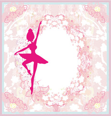 Obraz na płótnie Canvas Beautiful ballerina - vintage floral frame